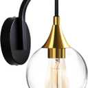 1-Light Wall Sconce Light, Black and Gold Bathroom Vanity Lights Modern Wall Light Fixture with Clear Glass Shade, Wall Lamp for Bathroom Living Room Hallway Bedroom