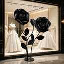 CICIEKAE Giant Velvet Black Rose Artificial Flower, 5.9Ft, 3 Flowers