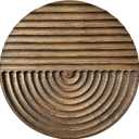 Musanpou Hand-carved Wood Wall Decor featuring Artistic Round Design for Farmhouse and Country-style Interiors | Wall Art Decoration | 11.8 inches x 11.8 inches (brown)