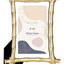 Bamboo Style Picture Frame 4x6 Inches, Classic Home Collection Photo Frame, Metal Modern Decoration Frame (Gold)