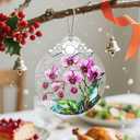 4 x Christmas Ornament, Christmas Decoration, Stained Glass Ornament, Heirloom Keepsakes, Holiday Ornaments, Holiday Presents, Unique Xmas Gifts, Gift Exchange Ornaments, Gift Idea - Orchid Flower