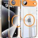 Misscase for iPhone 17 Air Magnetic Case,[Military Drop Protection] Clear Hard Plastics Cover, Camera Lens Protector,Compatible with MagSafe,Anti Yellowing Full Protection Cases-Orange