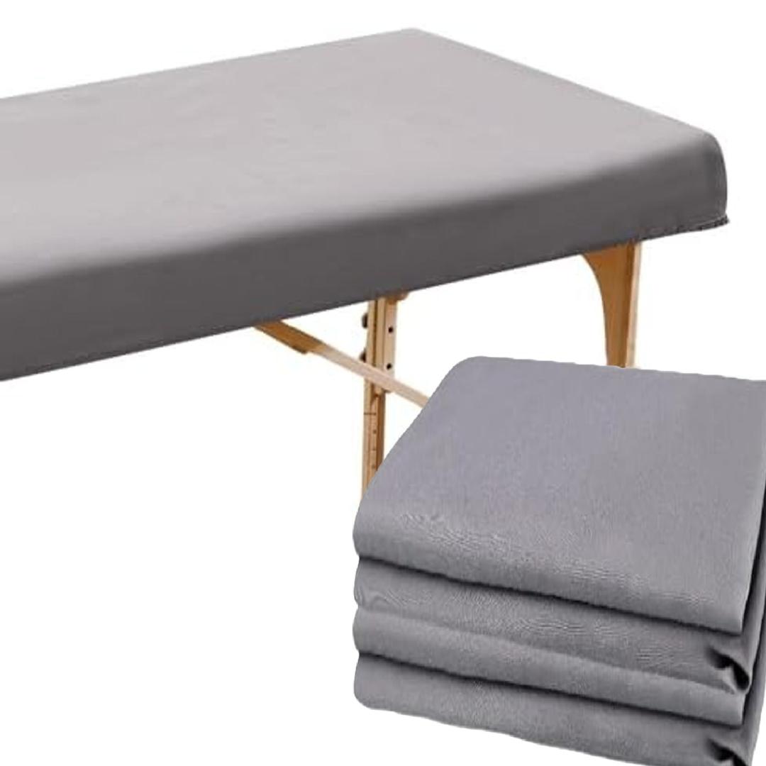 Macarrie 2 Pack Microfiber Massage Table Sheets Soft Massage Table Cover Reusable Spa Bed Sheets Salon Protective Cover Fitted(Gray)