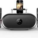 RHM K666 Karaoke Machine with 2 UHF Wireless Mics & Voice Beautifier, 60W Balanced Audio, 8H Playtime, Built-in Handle for Backyard BBQ, Camping & Outdoor Events, Bluetooth/AUX/USB/PC Support