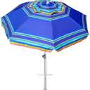 AMMSUN 7ft Heavy Duty High Wind Beach Umbrella Parasols with Sand Anchor Vent Tilt UPF 50+ Sun Protection Portable Outdoor Sunshade Umbrellas Carry Bag for Patio Garden Pool Backyard Blue
