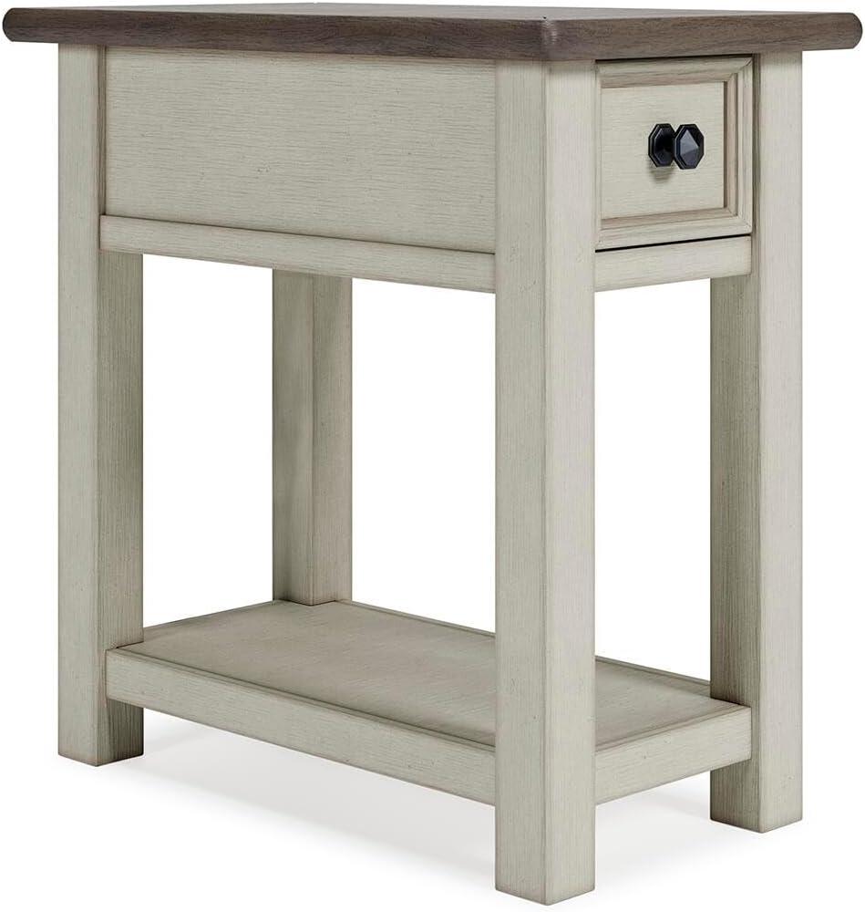 Signature Design by Ashley Bolanburg Narrow End Table, Charging Station, 14" W x 24.13" D x 24.13" H