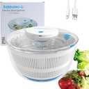 Subbuteo Electric Salad Spinner 4Qt  Rechargeable Lettuce Washer & Vegetable Dryer with 2+ Month Battery Life, Type-C, Detachable Parts, Spin Dry Kitchen Gadget for Greens Herbs Berries