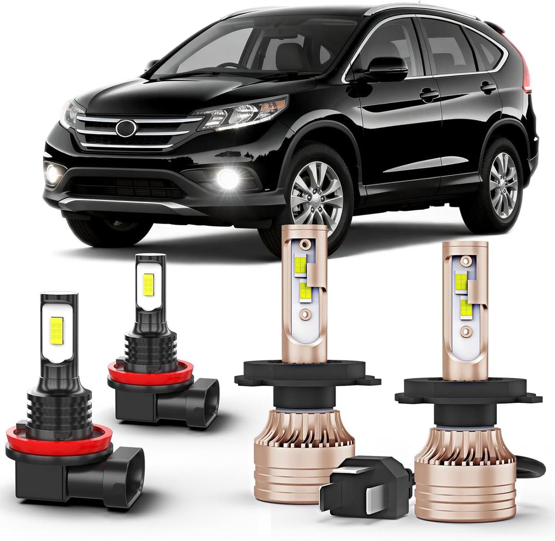 Compatible For Honda Crv 2002 2003 2004 2007-2014 Bulbs, Multi-position Beam Fog Light Bulbs,6000K White,500% Brighter Lightness,Plug and Play,Pack of 4