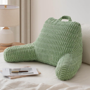 Blissful Diary Reading Pillow, Backrest Pillow with Shredded Memory Foam for Adult & Children, Designed for Bed and Couch Sitting Up, Includes Arms, Pockets and Washable Cover, Sage Green