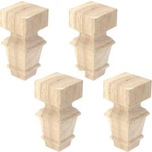 T Tulead 4PCS Unfinished Bun Feet Wood Furniture Legs 4.72"  2.2" Sofa Wooden Feet Replacement for Cabinet Bed Couch