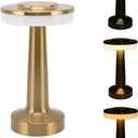 Topyond Cordless Table Lamps Gold, Rechargeable Touch Control LED Desk Lamp, 3-Levels Brightness Bedside Lamp for Home Office Bar KTV Hotel