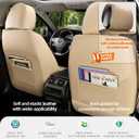 Universal 5-Seater Waterproof Breathable Nappa Leather Car Seat Covers Full Set, Fit for Front Rear Seats, Compatible with Hy-undai Sonata, To-yota Camry, Fo-rd F-150, Fit Most Sedans SUV Beige