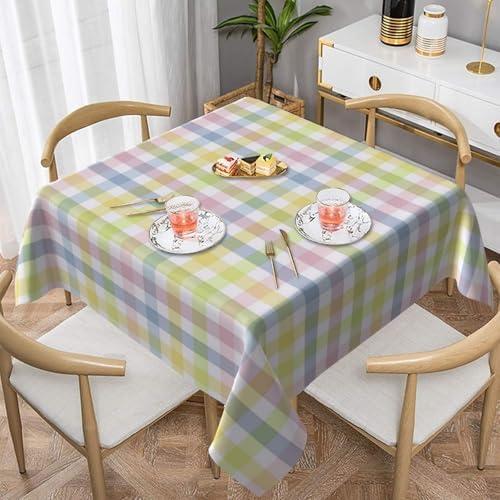 Happy Easter Tablecloth 54x54 Inch Square, Watercolor Buffalo Check Plaid Tablecloths Spring Easter square Table Cloths Coloring Holiday Table Covers for Kitchen Party Dinner Tabletop Decoration