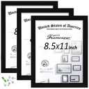 Framenow 8.5x11 Picture Frames Set of 3, Shatter-Resistant Glass Display Certificate or Pictures 8.5 by 11,To Wall and Tabletop Mounting, black.