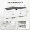 Marsail Shoe Storage Bench with Seating, Farmhouse Entryway Bench with Shoe Storage and Cushion, Under Window Benches Wooden Ottoman for Bedroom, Entry Way, Living Room, White, 15"D x 39.4"W x 18"H