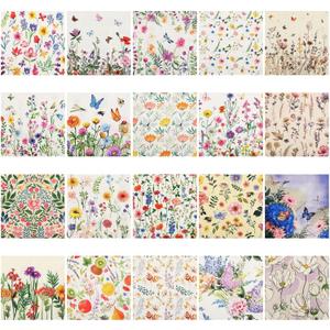 20 Pack Assorted Floral Napkins for Decoupage Wildflower Decorative Paper Napkins for Decoupage, Floral Cocktail Napkin 6.5'' for DIY Wedding Birthday Gift Party Baby Shower, 20 Styles