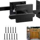Double Side Gate Latch, Heavy Duty Gate Latch for Wooden Fence, Black Fence Gate Latch with Handles, Left Inswing Gate Latch for Wooden Gates, Vinyl Gate, Backyard, Garden, GL01