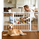 Babelio 29-55 Inch Extra Wide Baby/Dog Gate, PressGuard P7, Metal Auto Close, Pressure Mounted Pet Door for Doorways, NO Need Tools and Drilling, with Wall Cups, White