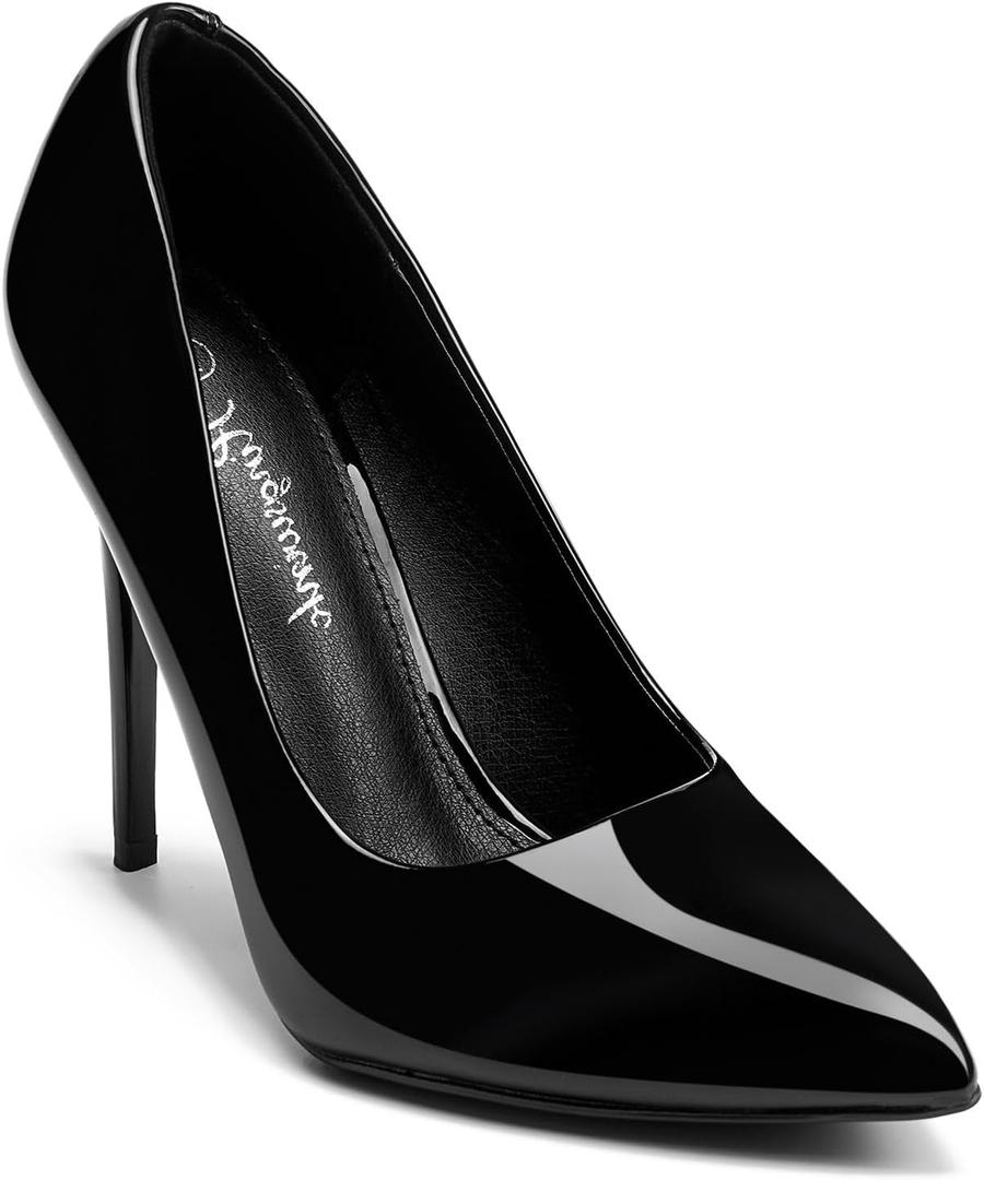 Womens High Heels 4 Inch Closed Pointed Toe Pumps Stiletto Heels for Women Dress Sexy Wedding Pumps (11, Shinny Black)