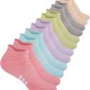 Comfoex 12 Pairs Girls Athletic Ankle Socks for 7-10 Years Old - Cotton Short Socks for Little Big Kids Assorted