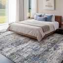 Washable Area Rug Living Room Rugs-9x12 Large Soft Non-Slip Carpet for Bedroom Dining Room Modern Abstract Neutral Low Pile Floor Rugs Stain Resistant Indoor Nursery Home Office,Blue Grey