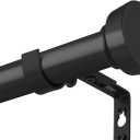 Rustic Curtain Rod, Industrial Curtain Rods for Windows 72 to 144 Inches, Blackout Wrap Around Curtain Rod, for Indoor and Outdoor, Simple Modern Design, 30 to 144 Inches, Black