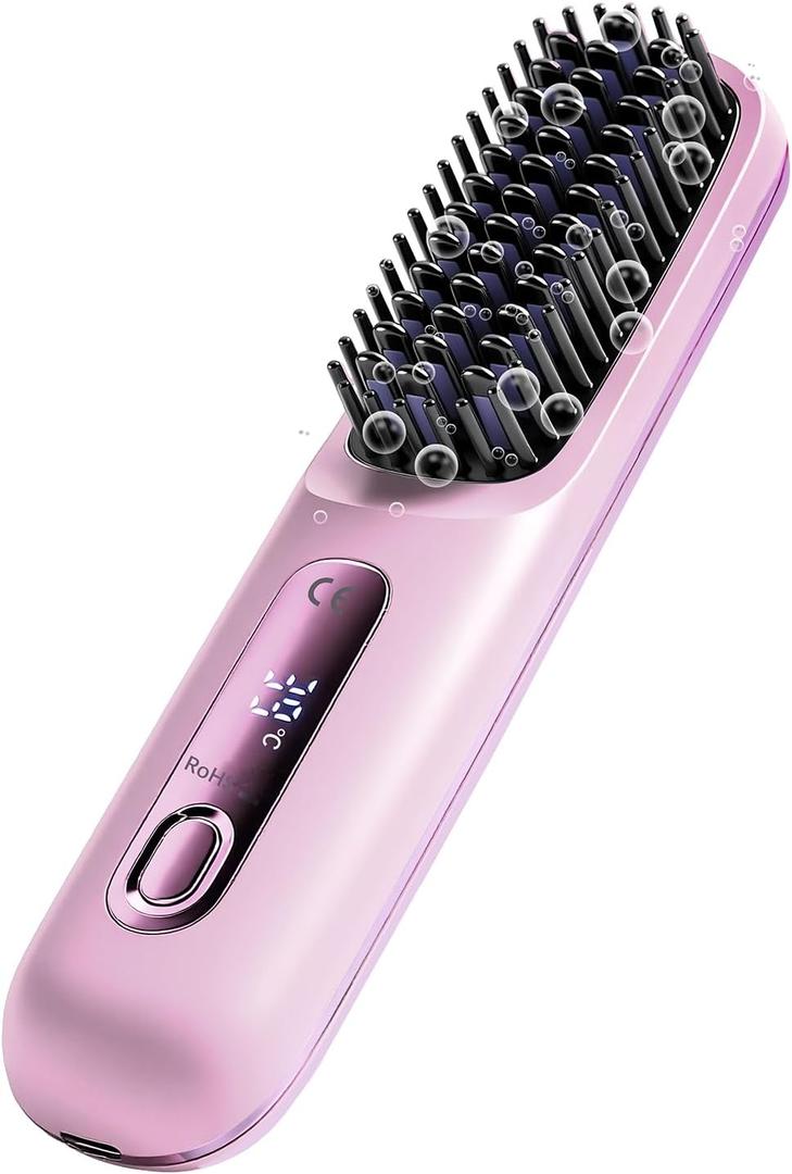 Go Brush Pro Straightener Hair,Gobrush Pro Cordless Hair Straightener,Portable Hot Comb,Compact & Travel-Friendly,Fast Heating