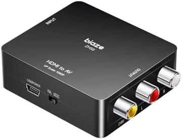 HDMI to RCA Converter, HDMI to AV Adapter Video Audio Converter Supports PAL/NTSC for Older TV, TV Stick, DVD, Android TVs Box