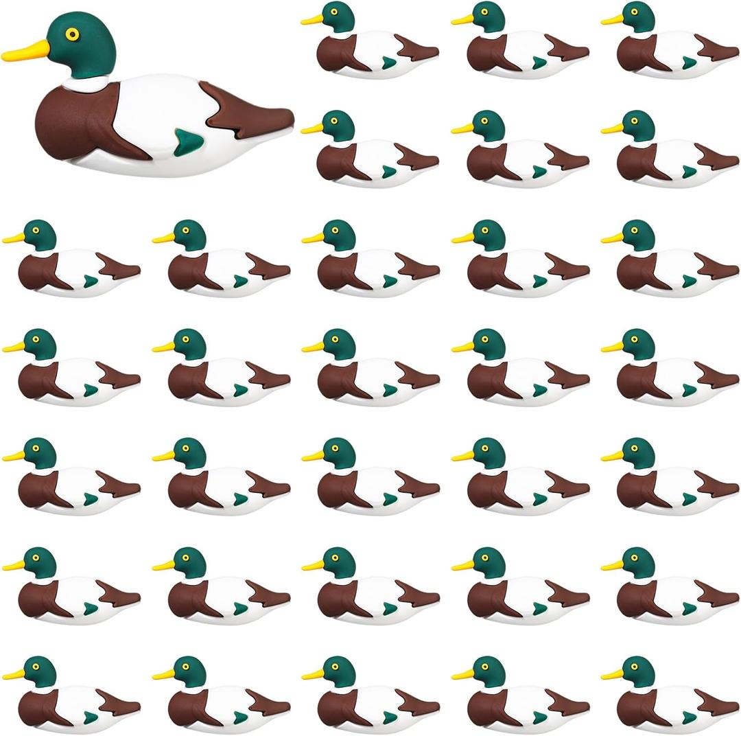 50 Pcs Mini Rubber Mallard Ducks Tiny Ducks Figurines Miniature Mallard Statues Small Rubber Figurine for Nature Birds Lovers Cake Topper Ducky Party Favor Gift
