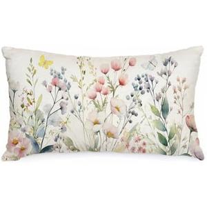2 AACORS Spring Pillow Cover 12x20 Inch Floral Butterfly Decorations Seasonal Farmhouse Summer Pillow Case Decor for Sofa Couch AA481-12