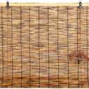 Reed Roller Blinds Shades, Vertical Lifting and Breathable Waterproof Design, Sun Shade and Ventilation, Easy Installation,24" Wx64 H (Brown)