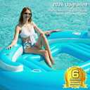 Jasonwell Floating Island Pool Float - Giant Inflatable Multi Person Pool Party Floats Swimming Pool Lounger Raft with Cup Holders Lake Floaties Beach Relaxation Water Float for Adults (Blue, XL)
