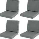 Outdoor Chair Cushions Set of 4, Water-Resistant & Fade-Resistant, Patio Furniture Deep Seat Cushions Replacement with Back, Non-Slip Bottom, Removable Cover, 24 x 24 Inch, Dark Grey, 24" x 24" 4 Pack