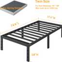 SHLAND Bed Frame Twin, 18 Inch Metal Twin Platform Bed Frame No Box Spring Needed, Mattress Foundation, Storage Space, No Noise, Easy Assembly