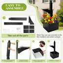Colingmill 1 Set Iron Mailbox Posts with Planter Box for Outside 56 Inch / 4.6 ft Tall Decorative Mount with Flower Box Heavy Duty Architectural Post(Black)