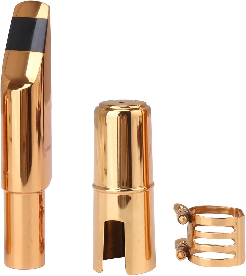 Yibuy Brass Baritone Sax Mouthpiece with Ligature & Cap #6 Golden