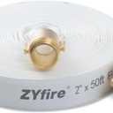 ZYfire Fire Hose - 2" ID x 50 FT Single Jacket TPU Firefighter Hose with M  F NST/NH Brass Couplings 750 PSI Burst Pressure Lightweight for Use in Firefighting