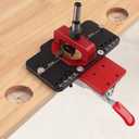 35mm Metal Concealed Hinge Jig Hinge Hole Drilling Jigs with Quick Clamp, Dust Vacuum Adapter Concealed Door Hinge Jig Guide for Woodworking Door Cabinet Hinges Mounting Tool (Black&red)