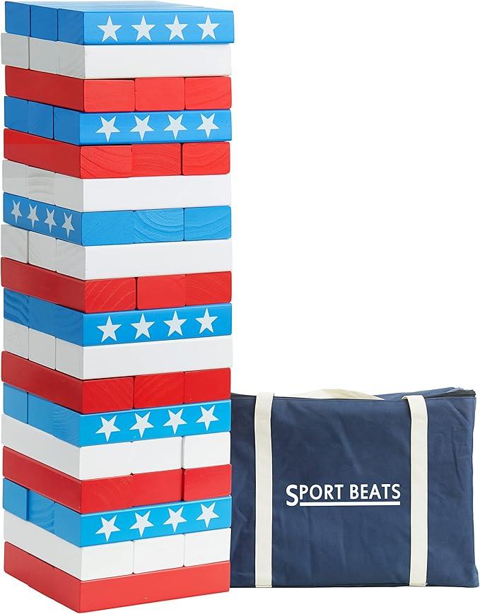 Giant Tower Game Life Size Wooden Stacking Games Lawn Outdoor Games for Adults and Family - Includes Rules and Carry Bag-54 Large Blocks