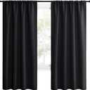 NICETOWN Living Room Blackout Shades - All Season Rod Pocket Thermal Insulated Solid Blackout Curtains/Drapes for Living Room (Set of 2, 42 inches by 72 Inch, Black)