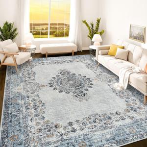 Istana 8x10 Area Rug - Blue 8x10 Rugs for Living Room - Foldable Rugs for Bedroom - Stain Resistant Washable Rug - Eco-Friendly Area Rugs - Easy to Clean Living Room Rug