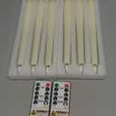 Homemory 6 Pcs Waxy Flameless Taper Candles with Remote, Flickering Battery Operated Candlesticks, Led Fake Candles Tall Candle for Home, Wedding, Party, Ivory, 9.6 inches