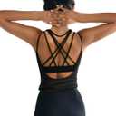 OYANUS Womens Summer Workout Tops Sexy Backless Yoga Shirts Open Back Activewear Running Sports Gym Tank Tops (Black, M)