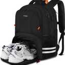 Ytonet Gym Backpack For Men Women, Travel Sports Track Bag With Shoe Compartment USB Charging Port, Large Workout Laptop Backpack Water Resistant College Bag Fit 15.6 Inch, Camping, Black