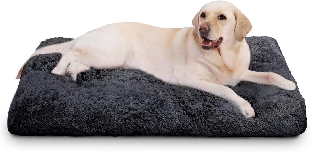 Vonabem Large Dog Bed Crate Pad 36 inch, Washable Crate Bed for Large Medium Dogs, Plush Soft Pet Mats for Sleeping 35 * 22 inch Dark Grey