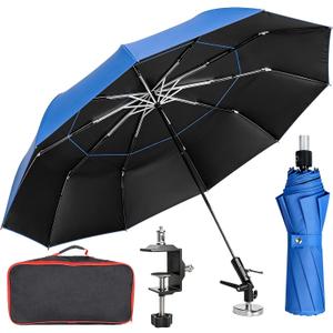 60" Folding HVAC Umbrella with Magnetic Base, Universal Clip Included, Reinforced Fiberglass, Wind-Resistnat, Portable Magnetic Umbrella, For HVAC and Outdoor Activities, 180°Adjustable