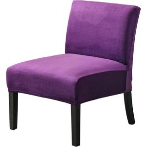 JIAN YA NA Armless Accent Chair Cover, Stretch Armless Chair Slipcover Velvet Armless Chair Covers Slipper Chair Slipcover Furniture Protector Covers for Living Room Bedroom(Velvet, Purple)