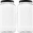 CLEARVIEW CONTAINERS - 2 Pack of 128 Ounce Plastic Gallon Jars with 110/ 400 Black Leak Proof Seal Lid - Food Grade and BPA Free (128oz, 2pk, BLK)