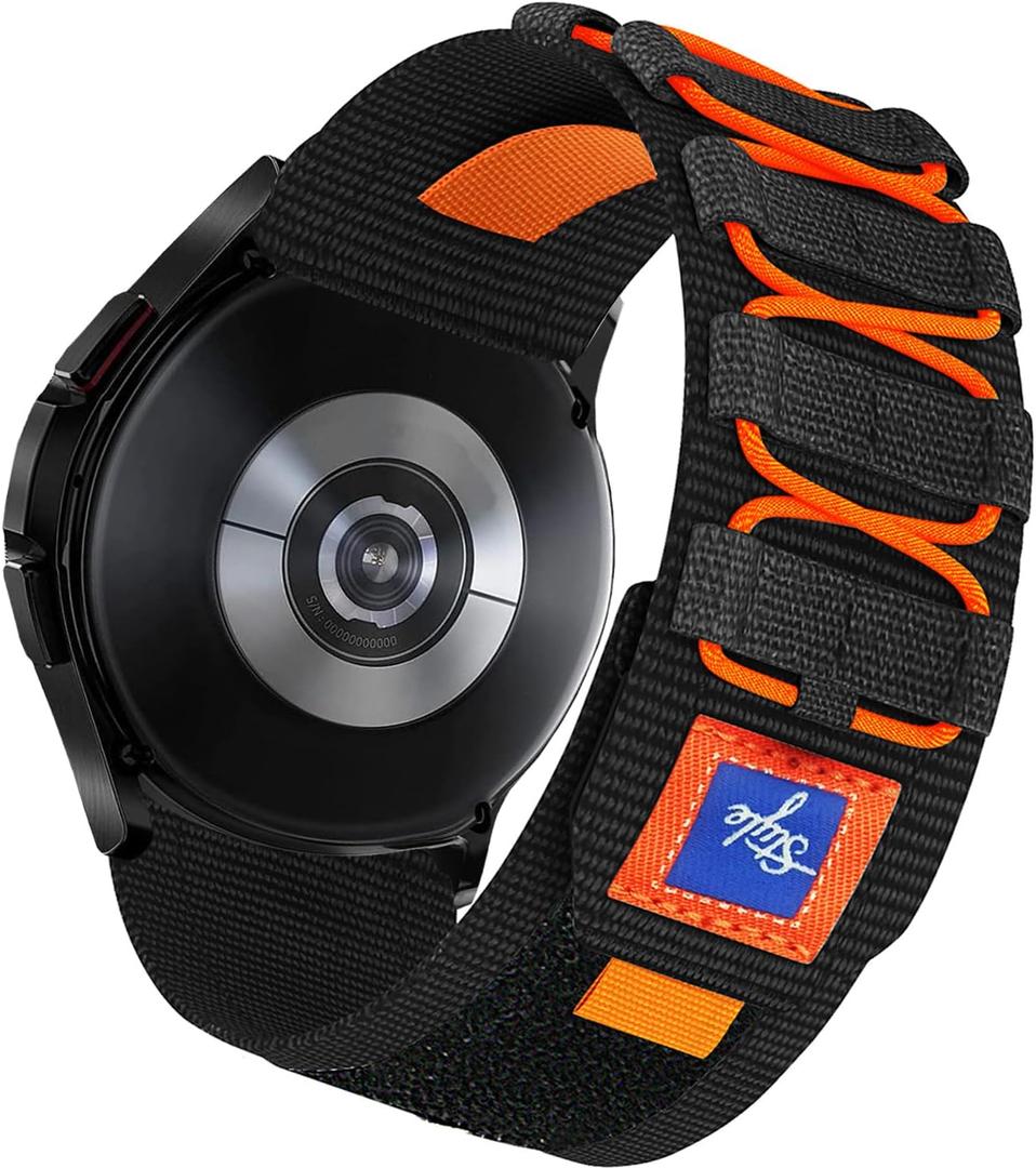 Nylon Loop Elastic Bands Compatible with Samsung Galaxy Watch 3 45mm Band/Galaxy Watch 46mm/Gear S3 Frontier, 22mm Sport Smart Watch Bands Adjustable Quick Release Straps for Women Men. (Black)