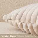 Kevin Textile Soft Plush 14x36 Inch Long Lumbar Pillow Cover 1 Pack, Luxury Fluffy Faux Fur Striped Flannel Rectangle Body Cushion Case for Couch Sofa Chair Bed Home Decor, Beige